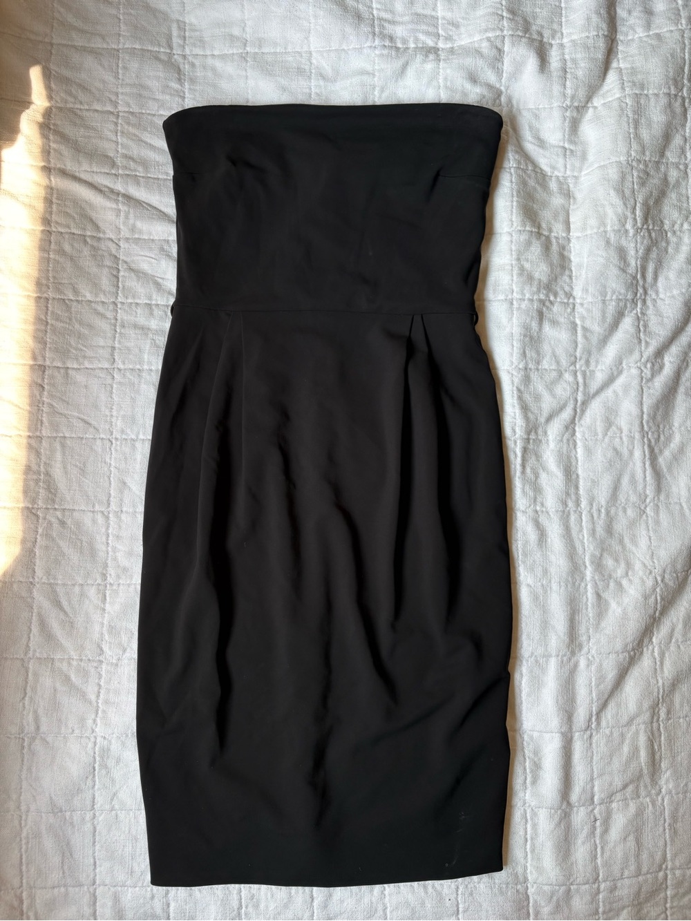 GUCCI 297345 X8668 Black Strapless Pleated Sheath Bodice Dress XS Made in Italy